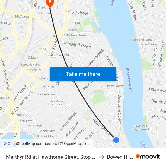 Merthyr Rd at Hawthorne Street, Stop 13 to Bowen Hills map