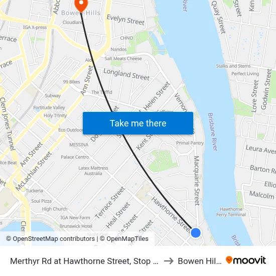 Merthyr Rd at Hawthorne Street, Stop 13 to Bowen Hills map