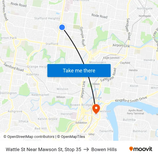 Wattle St Near Mawson St, Stop 35 to Bowen Hills map
