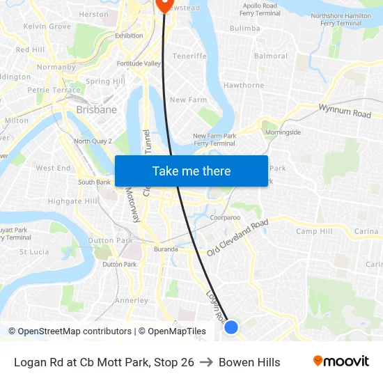 Logan Rd at Cb Mott Park, Stop 26 to Bowen Hills map