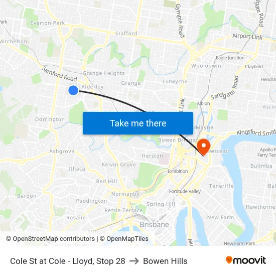 Cole St at Cole - Lloyd, Stop 28 to Bowen Hills map