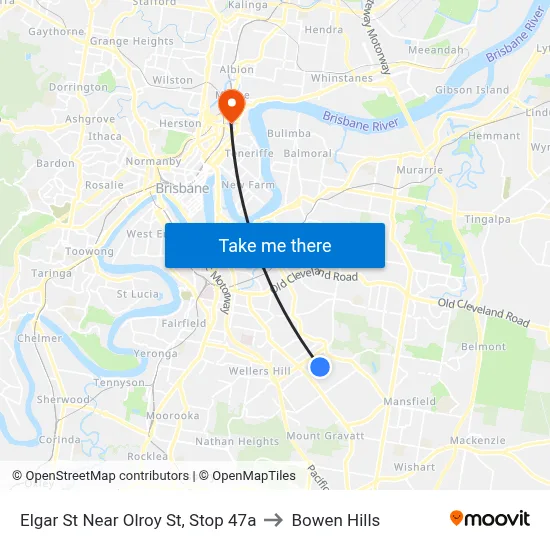 Elgar St Near Olroy St, Stop 47a to Bowen Hills map