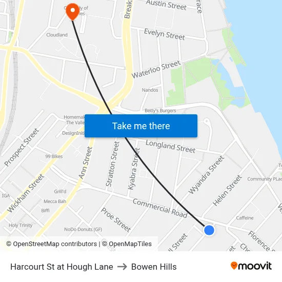 Harcourt St at Hough Lane to Bowen Hills map