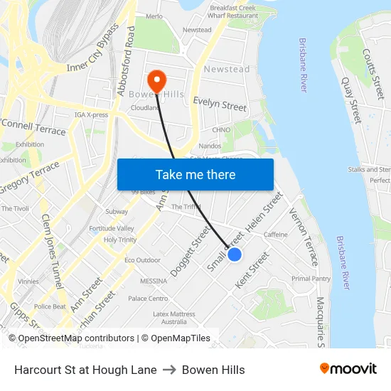 Harcourt St at Hough Lane to Bowen Hills map
