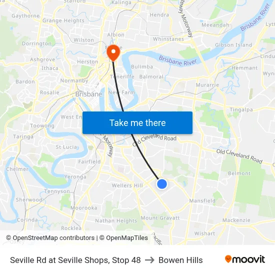 Seville Rd at Seville Shops, Stop 48 to Bowen Hills map