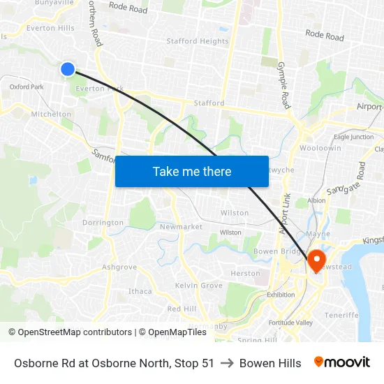 Osborne Rd at Osborne North, Stop 51 to Bowen Hills map