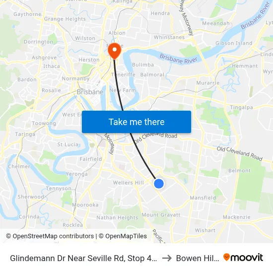 Glindemann Dr Near Seville Rd, Stop 47b to Bowen Hills map