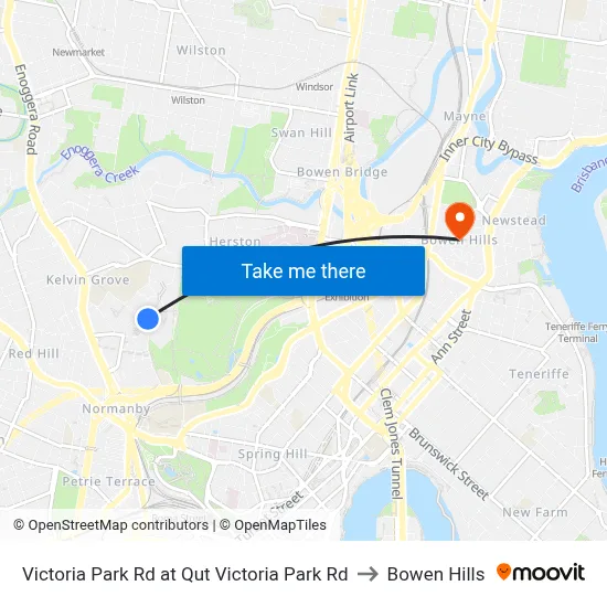 Victoria Park Rd at Qut Victoria Park Rd to Bowen Hills map