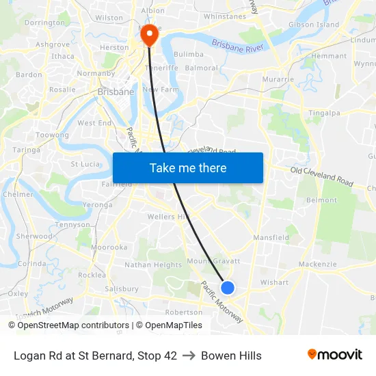 Logan Rd at St Bernard, Stop 42 to Bowen Hills map