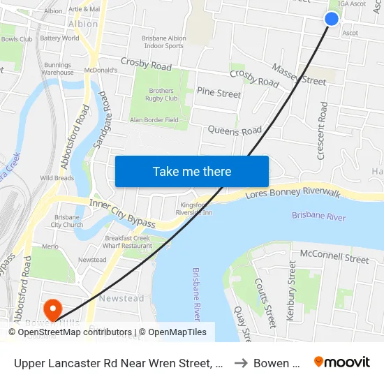 Upper Lancaster Rd Near Wren Street, Stop 25 to Bowen Hills map