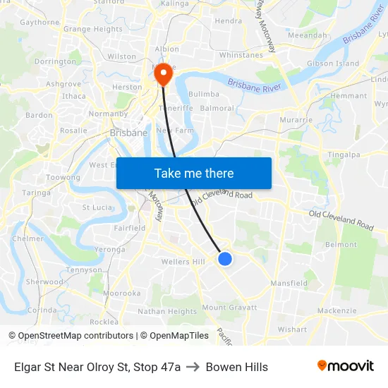 Elgar St Near Olroy St, Stop 47a to Bowen Hills map