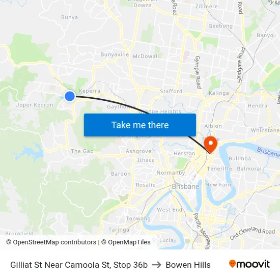 Gilliat St Near Camoola St, Stop 36b to Bowen Hills map