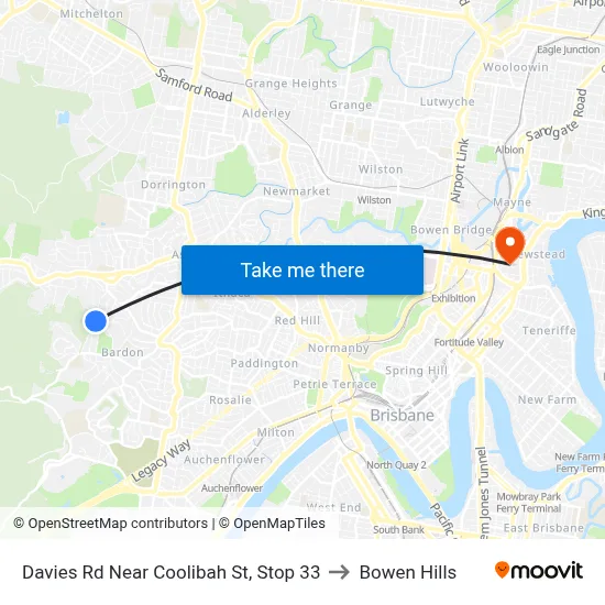 Davies Rd Near Coolibah St, Stop 33 to Bowen Hills map