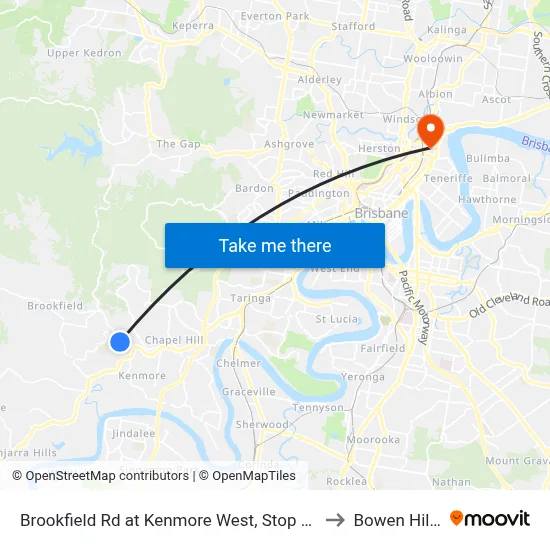 Brookfield Rd at Kenmore West, Stop 37 to Bowen Hills map