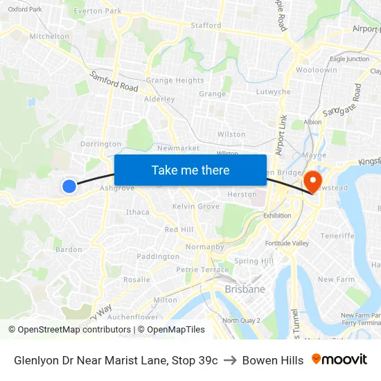 Glenlyon Dr Near Marist Lane, Stop 39c to Bowen Hills map