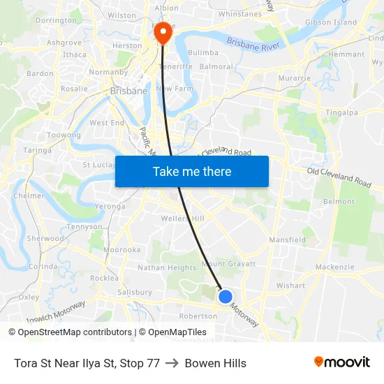 Tora St Near Ilya St, Stop 77 to Bowen Hills map
