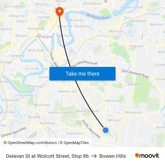 Delavan St at Wolcott Street, Stop 86 to Bowen Hills map