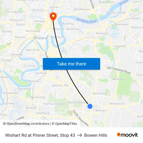 Wishart Rd at Pinner Street, Stop 43 to Bowen Hills map