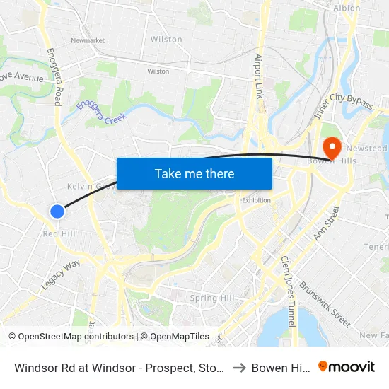 Windsor Rd at Windsor - Prospect, Stop 9 to Bowen Hills map