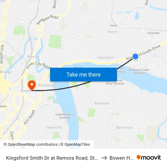 Kingsford Smith Dr at Remora Road, Stop 29 to Bowen Hills map