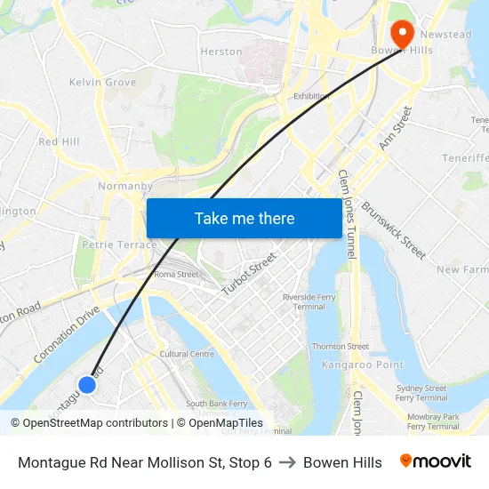 Montague Rd Near Mollison St, Stop 6 to Bowen Hills map