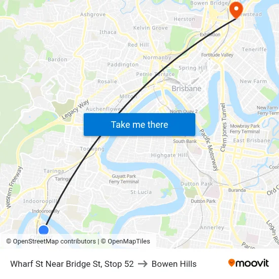 Wharf St Near Bridge St, Stop 52 to Bowen Hills map