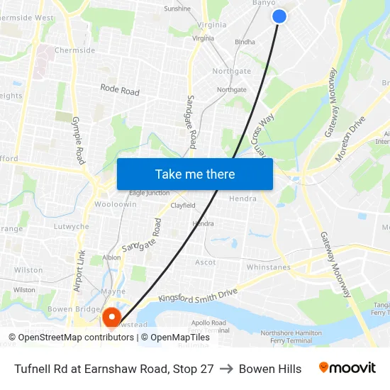 Tufnell Rd at Earnshaw Road, Stop 27 to Bowen Hills map