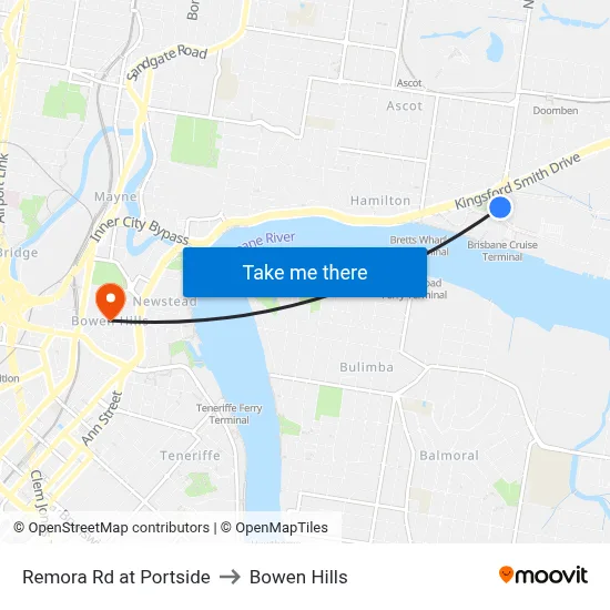 Remora Rd at Portside to Bowen Hills map