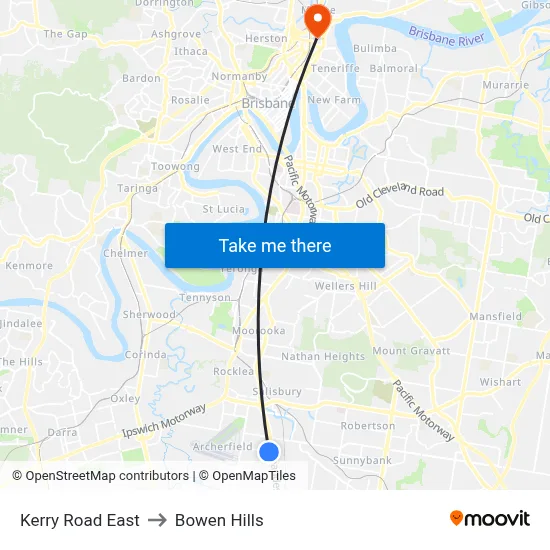 Kerry Road East to Bowen Hills map