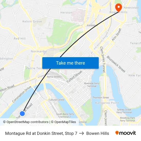 Montague Rd at Donkin Street, Stop 7 to Bowen Hills map