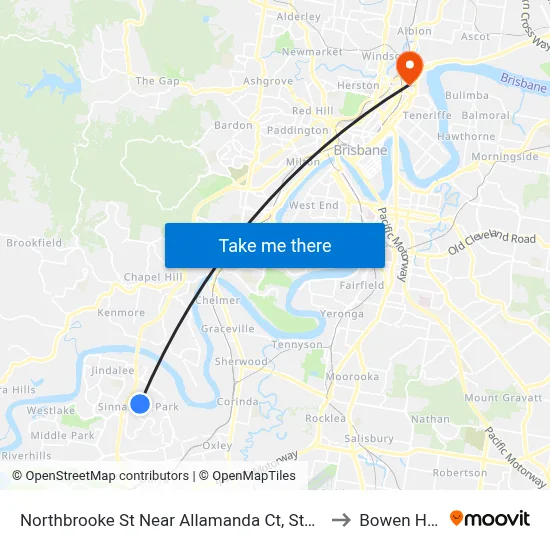 Northbrooke St Near Allamanda Ct, Stop 59 to Bowen Hills map