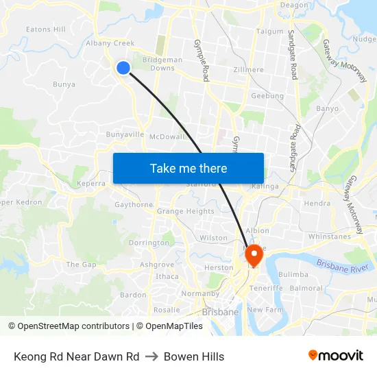 Keong Rd Near Dawn Rd to Bowen Hills map