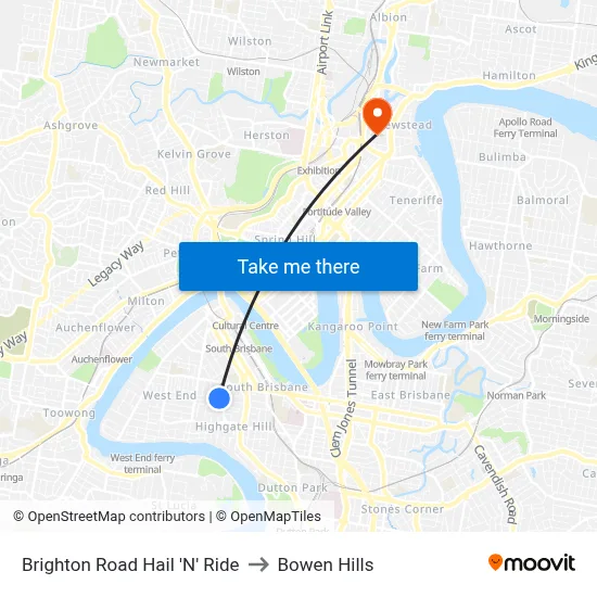 Brighton Road Hail 'N' Ride to Bowen Hills map