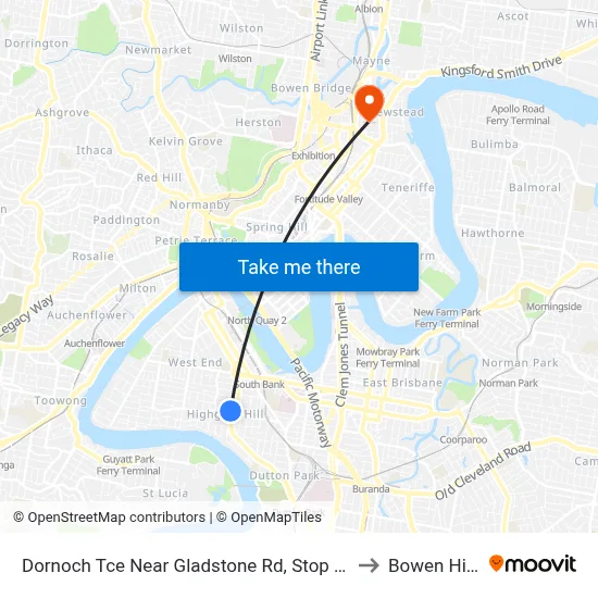 Dornoch Tce Near Gladstone Rd, Stop 21a to Bowen Hills map