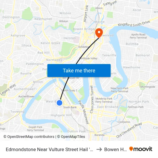 Edmondstone Near Vulture Street Hail 'N' Ride to Bowen Hills map