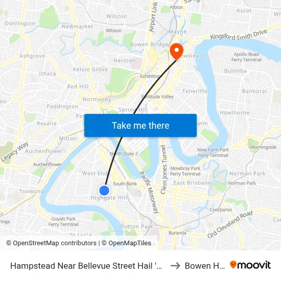 Hampstead Near Bellevue Street Hail 'N' Ride to Bowen Hills map