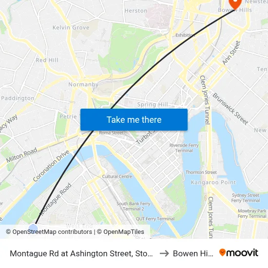Montague Rd at Ashington Street, Stop 9 to Bowen Hills map
