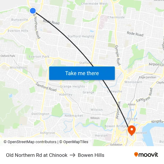 Old Northern Rd at Chinook to Bowen Hills map