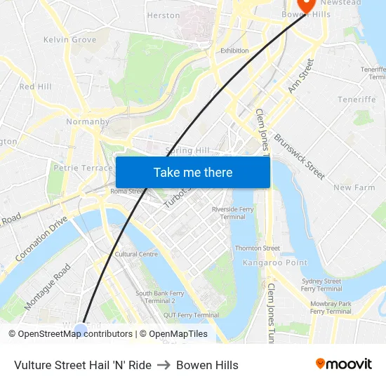 Vulture Street Hail 'N' Ride to Bowen Hills map