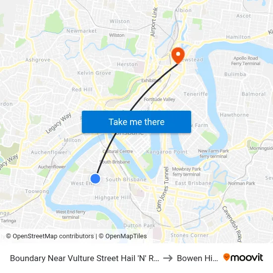 Boundary Near Vulture Street Hail 'N' Ride to Bowen Hills map