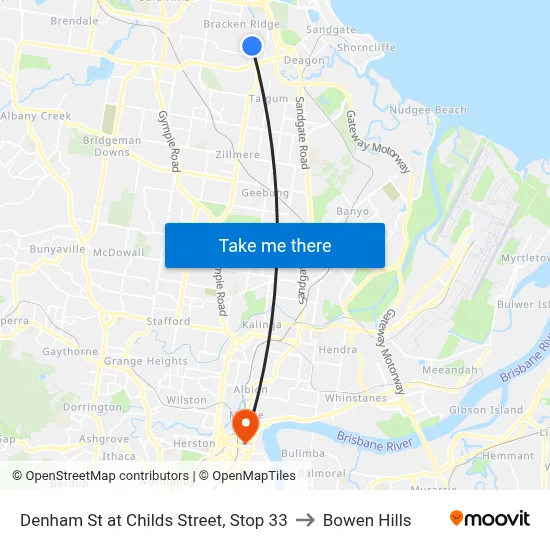 Denham St at Childs Street, Stop 33 to Bowen Hills map