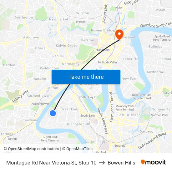 Montague Rd Near Victoria St, Stop 10 to Bowen Hills map