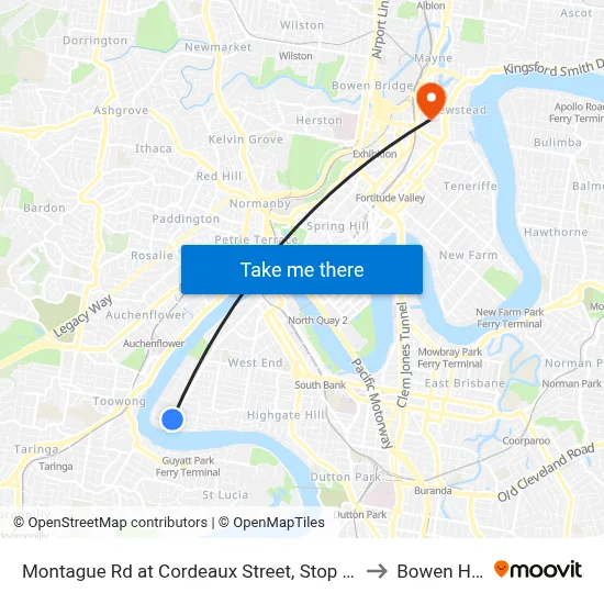 Montague Rd at Cordeaux Street, Stop 30/14 to Bowen Hills map