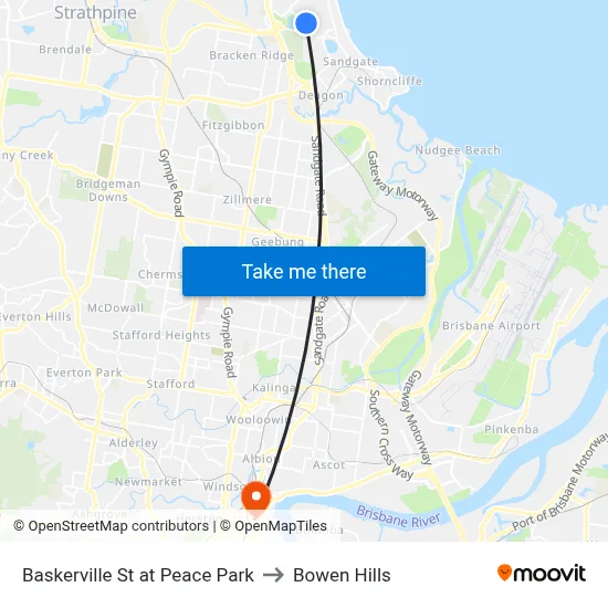 Baskerville St at Peace Park to Bowen Hills map