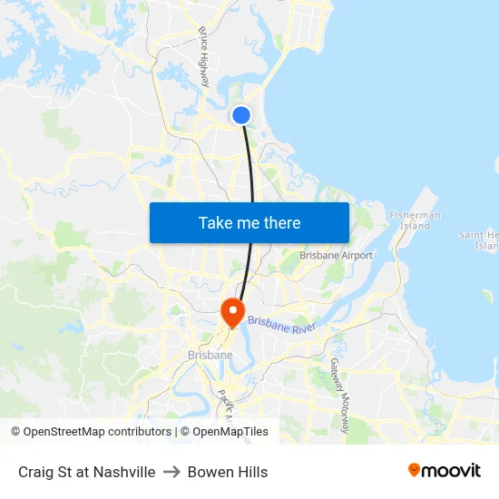 Craig St at Nashville to Bowen Hills map