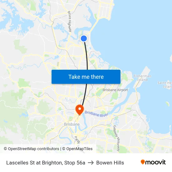 Lascelles St at Brighton, Stop 56a to Bowen Hills map