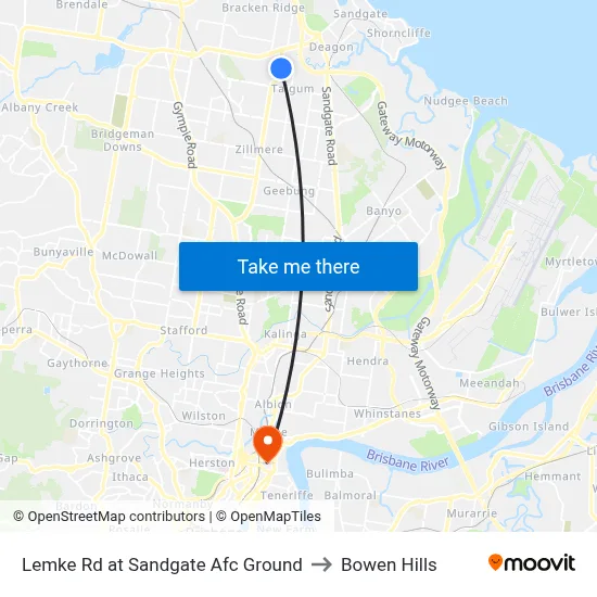Lemke Rd at Sandgate Afc Ground to Bowen Hills map