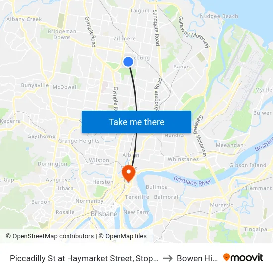 Piccadilly St at Haymarket Street, Stop 48 to Bowen Hills map