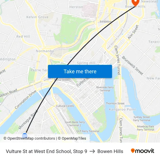 Vulture St at West End School, Stop 9 to Bowen Hills map