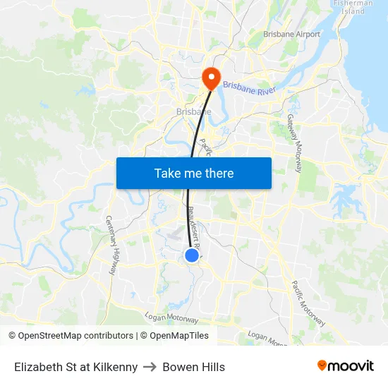 Elizabeth St at Kilkenny to Bowen Hills map